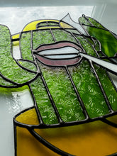 Load image into Gallery viewer, Cactus Punk Stained Glass - lime green with yellow accents