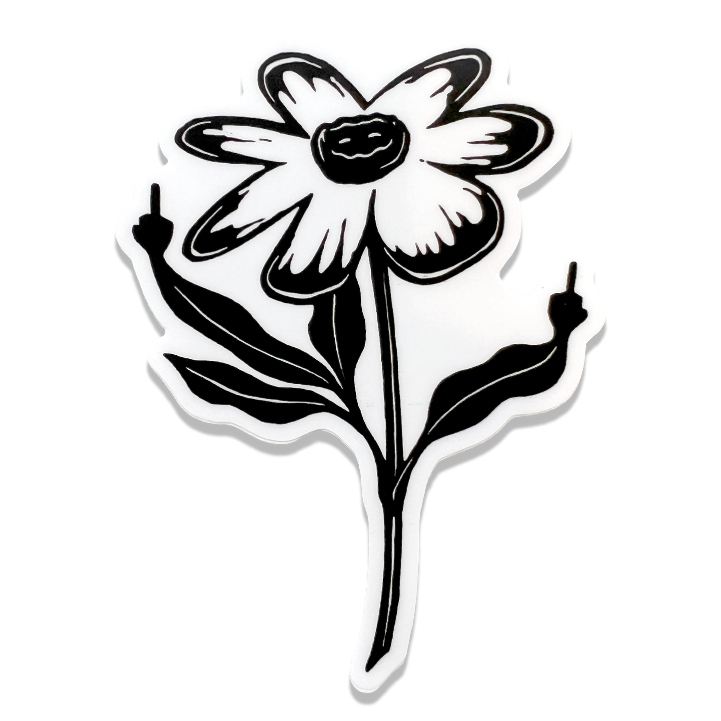 Fuckin flower vinyl sticker sweary botanical art linocut design weatherproof matte finish