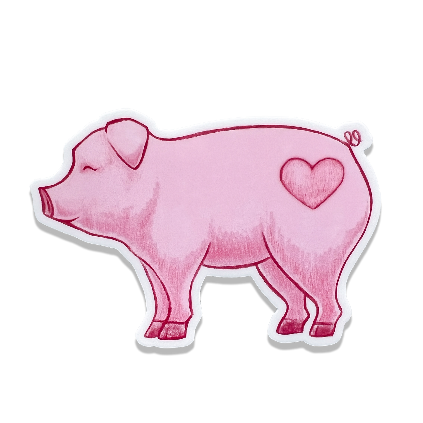 Cute pig vinyl sticker with heart Valentine art weatherproof matte finish