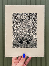 Load image into Gallery viewer, Fucking Daffodils Handmade Linocut Print