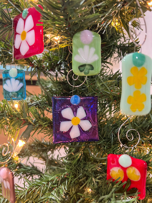 Fused Glass Floral Ornaments