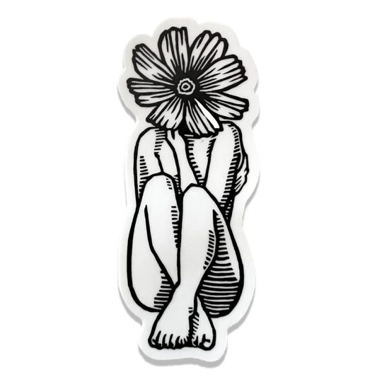 Floral figure vinyl sticker botanical character art weatherproof