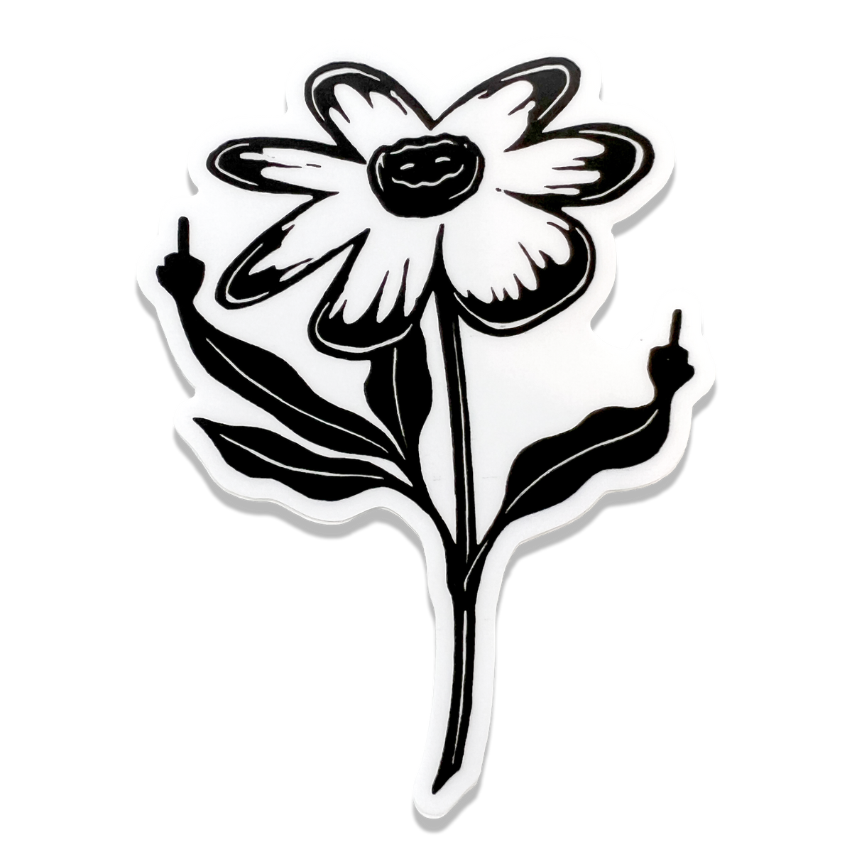 Fuckin flower vinyl sticker sweary botanical art linocut design weatherproof matte finish