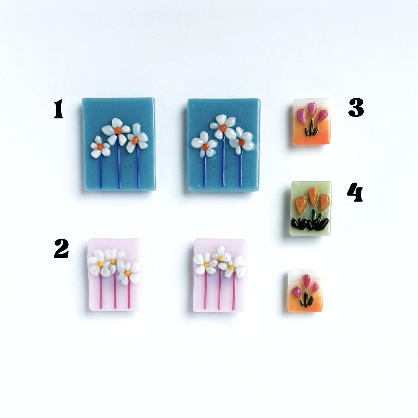 Floral Trio Glass Magnets