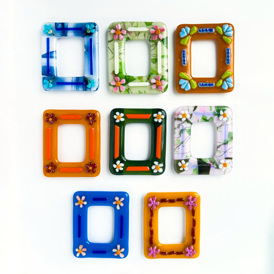 Floral Photo Frame Glass Magnets