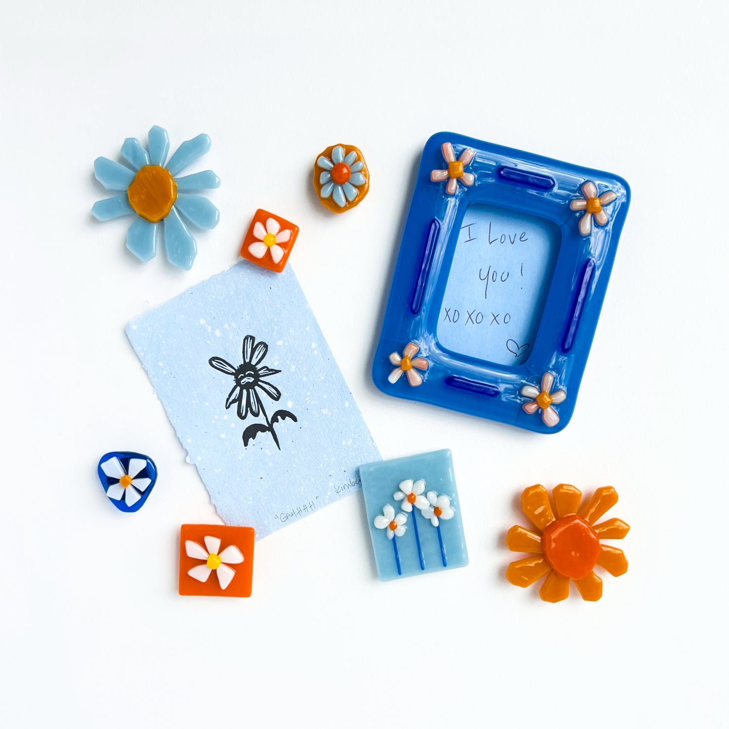 Floral Photo Frame Glass Magnets