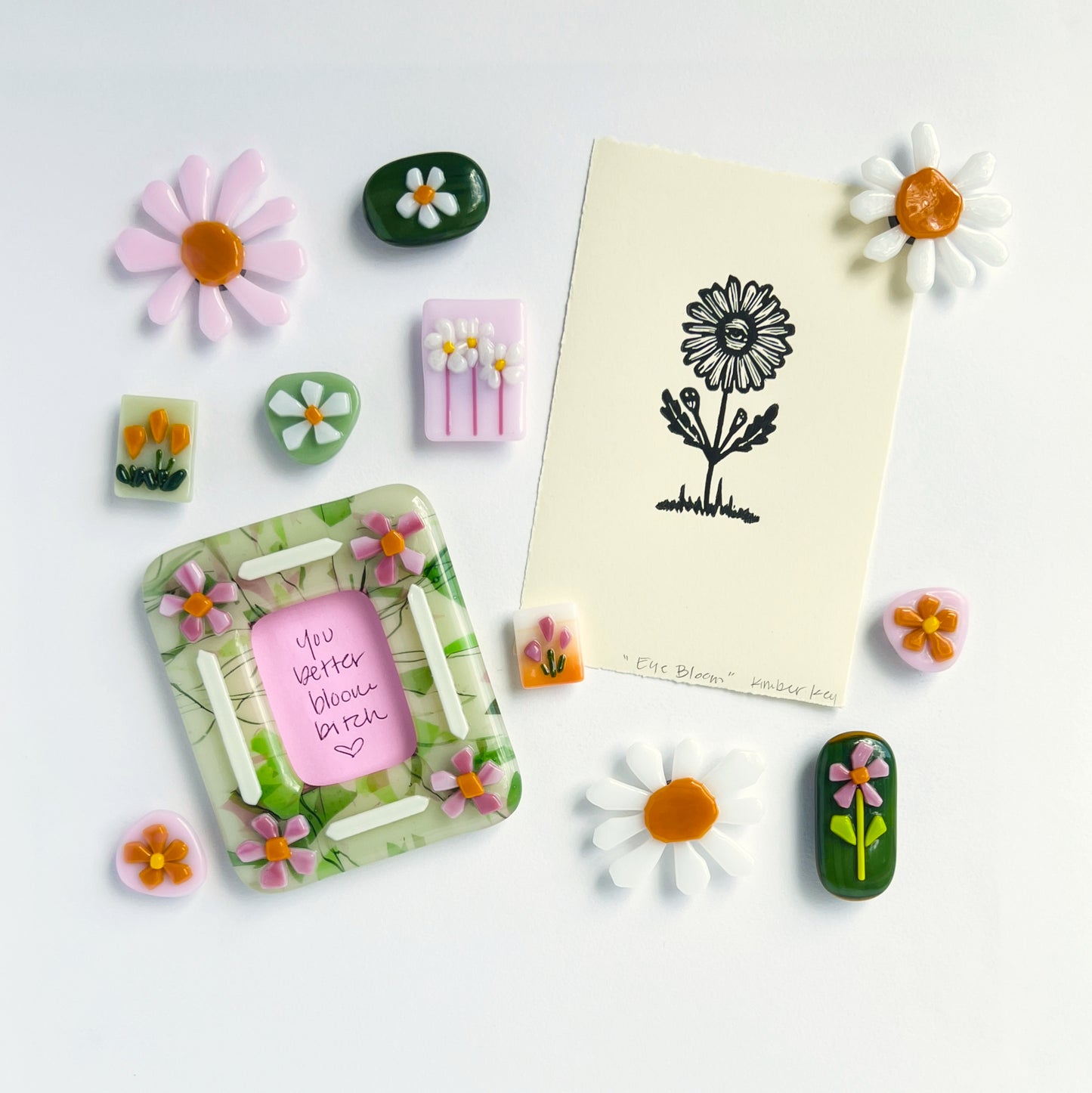 Floral Photo Frame Glass Magnets