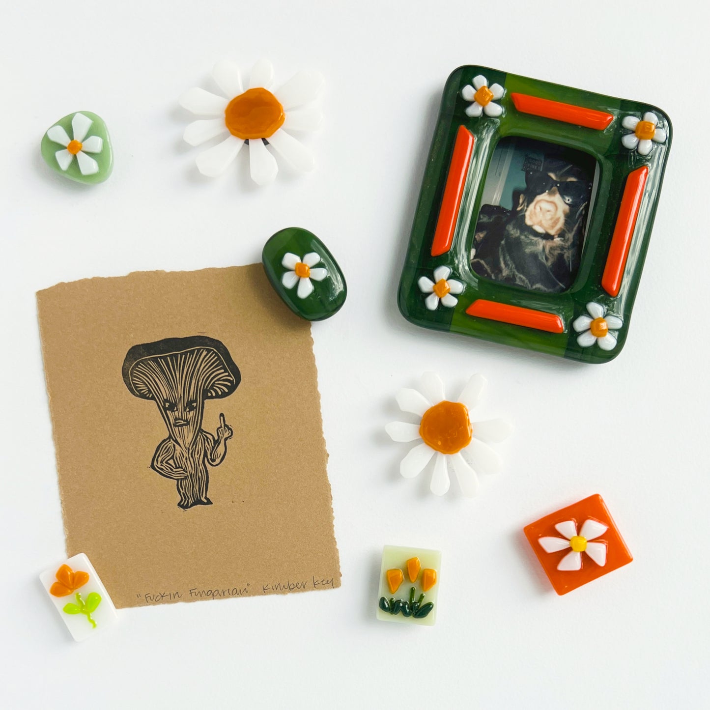 Floral Photo Frame Glass Magnets