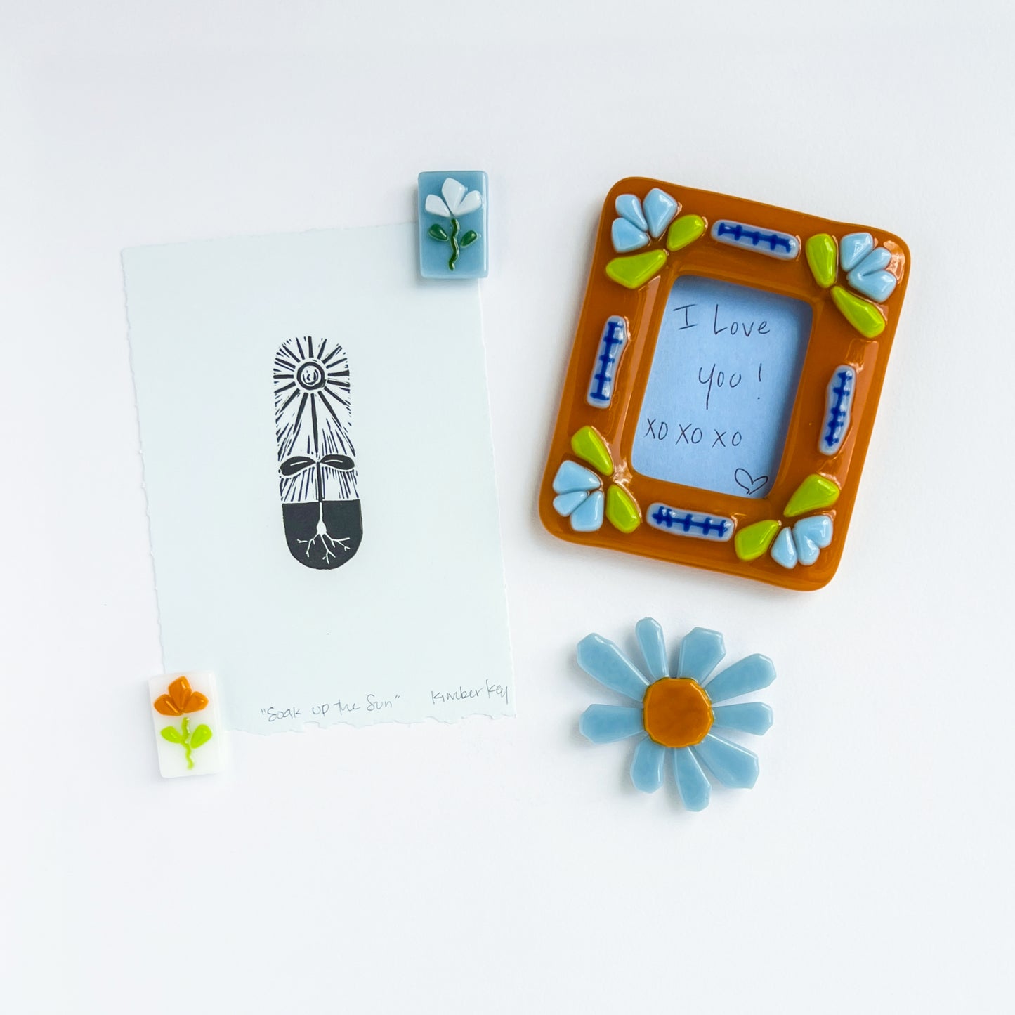Floral Photo Frame Glass Magnets
