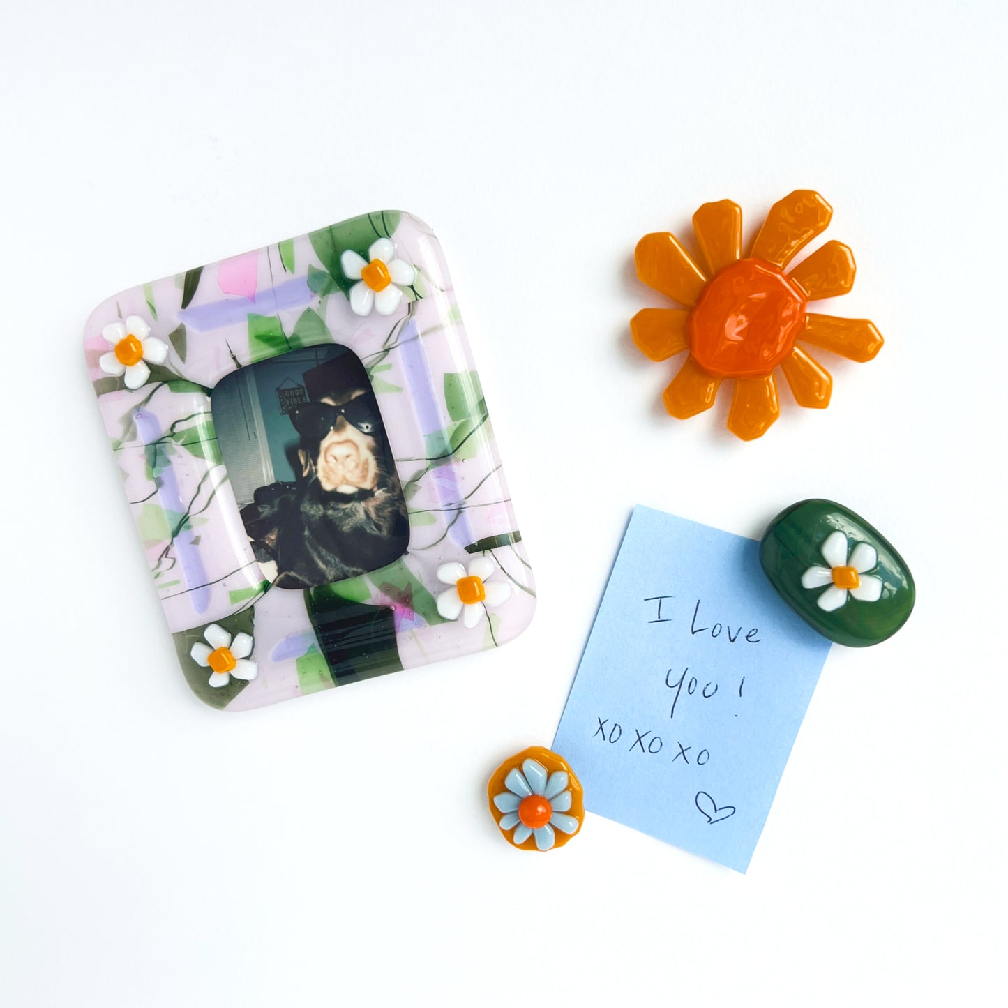 Floral Photo Frame Glass Magnets