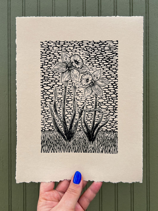 Fucking Daffodils Handmade Linocut Print
