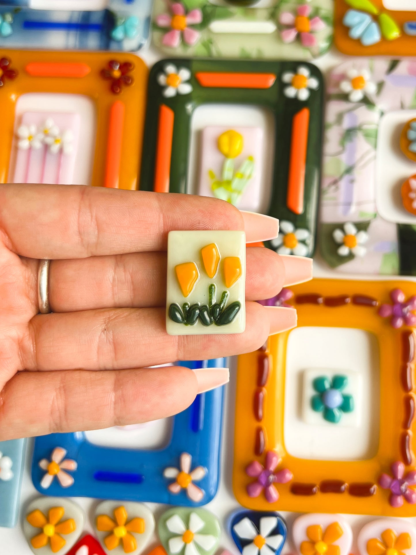 Floral Trio Glass Magnets