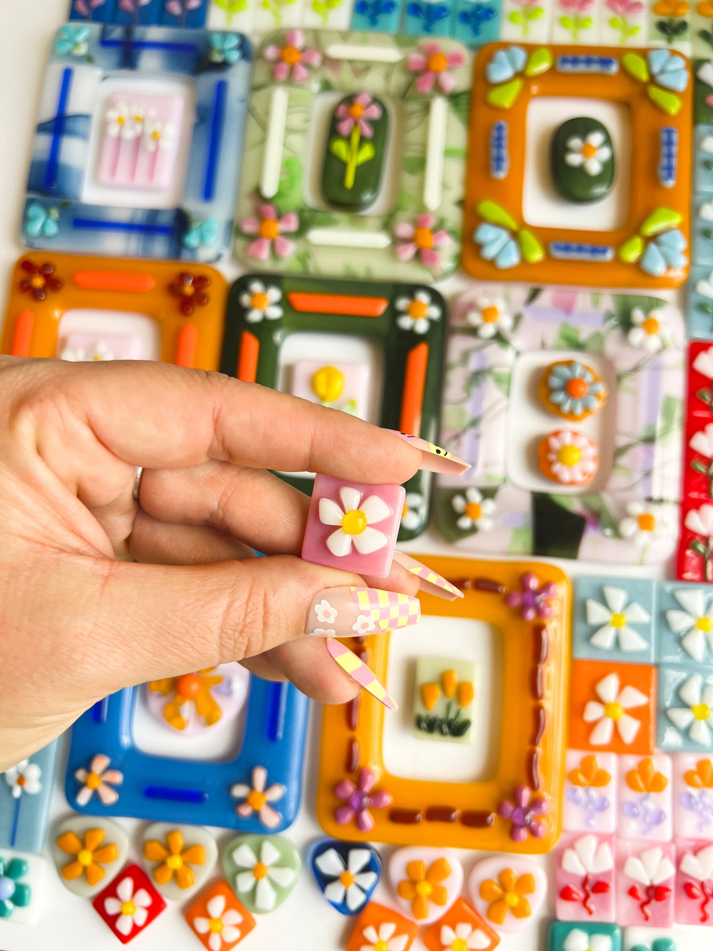 Daisy Square Glass Magnets
