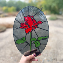 Load image into Gallery viewer, Red Rose Stained Glass Suncatcher
