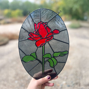 Red Rose Stained Glass Suncatcher