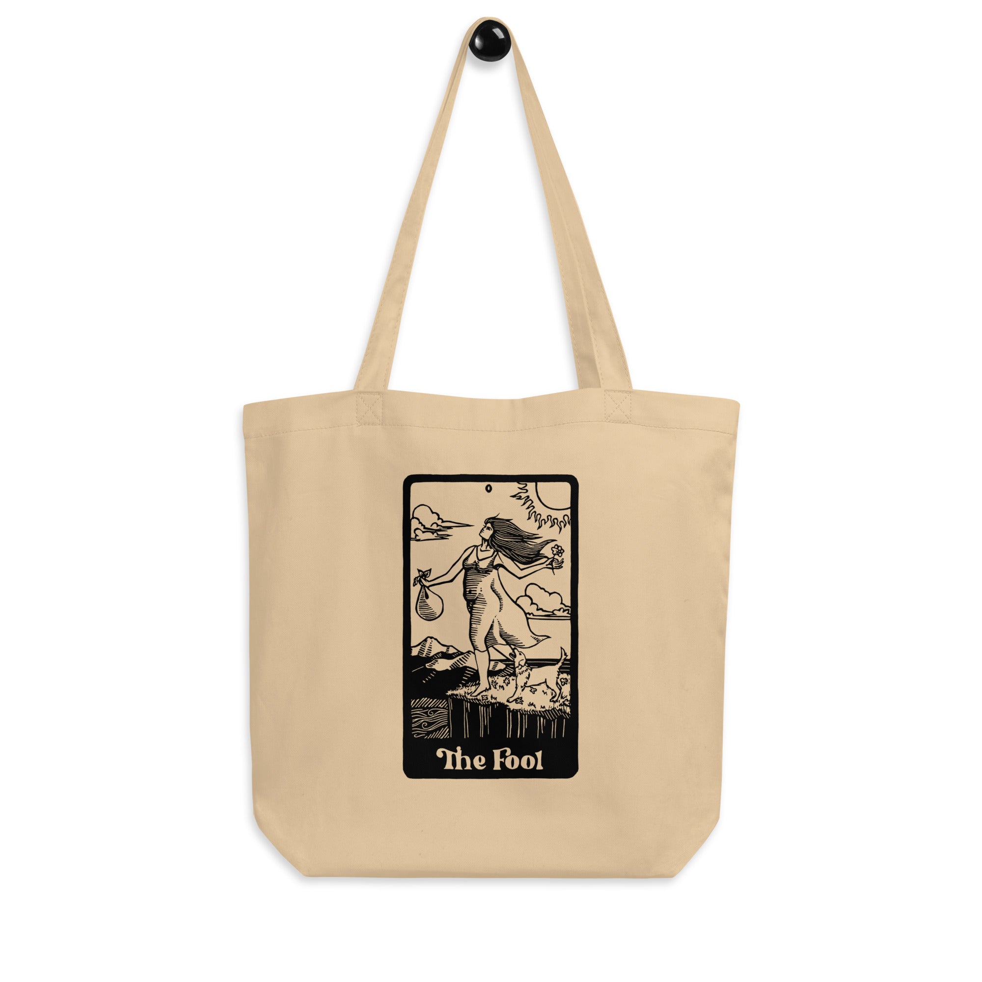 The Moon Tote Bag in Thick Organic Cotton Tarot Card Pattern