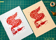 Load image into Gallery viewer, Saucy Santa Handmade Linocut print - Merry Christmas Ya Filthy Animal
