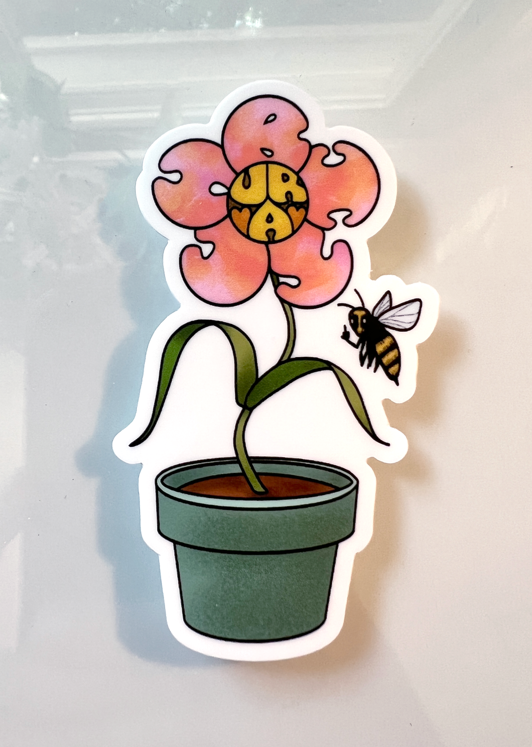 Ur a Bitch Flower and Bichard the Bee Sticker